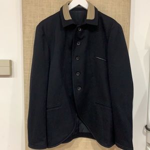 Yohji Yamamoto Pour Homme switch contrast collar at pocket, rounded bottom jack…